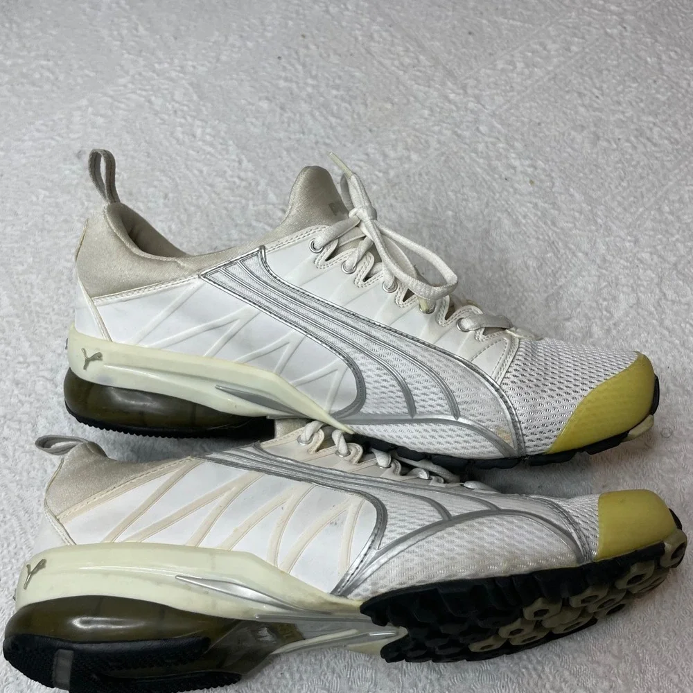 vintage Y2K Puma Cell White Silver Yellow Sneakers Low Top Shoes Mens